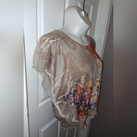 Style&Co Batwing Sleeve Knit Floral Top Sz XL - Picture 3 of 10